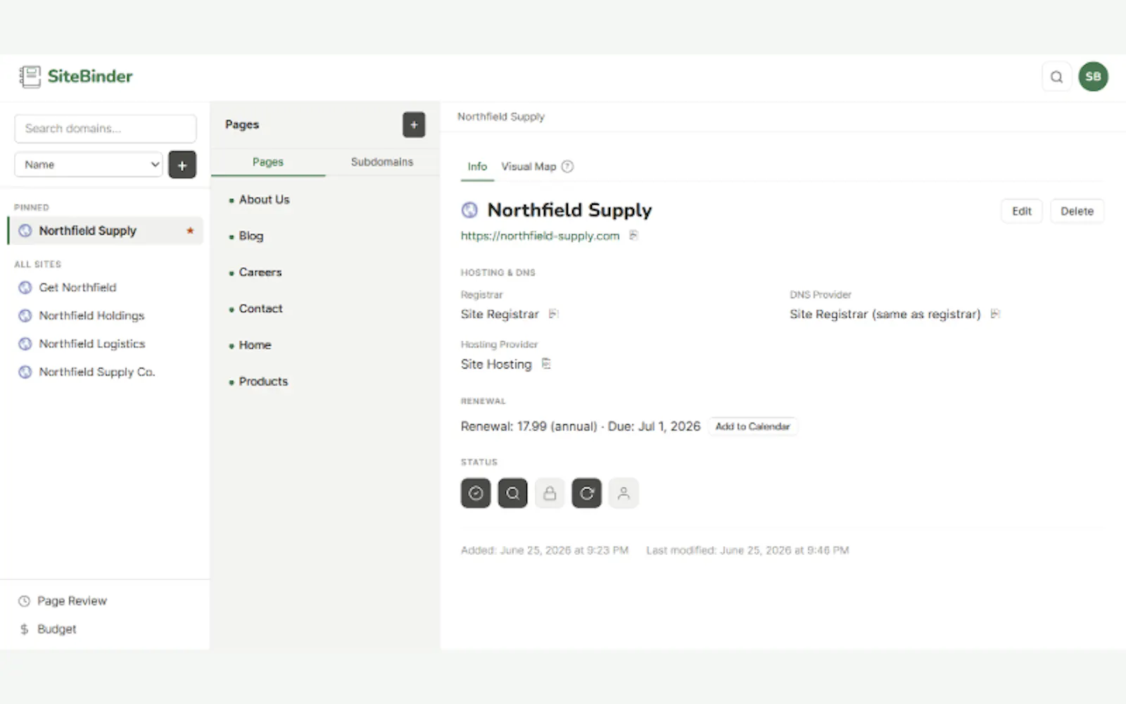 SiteBinder screenshot 1