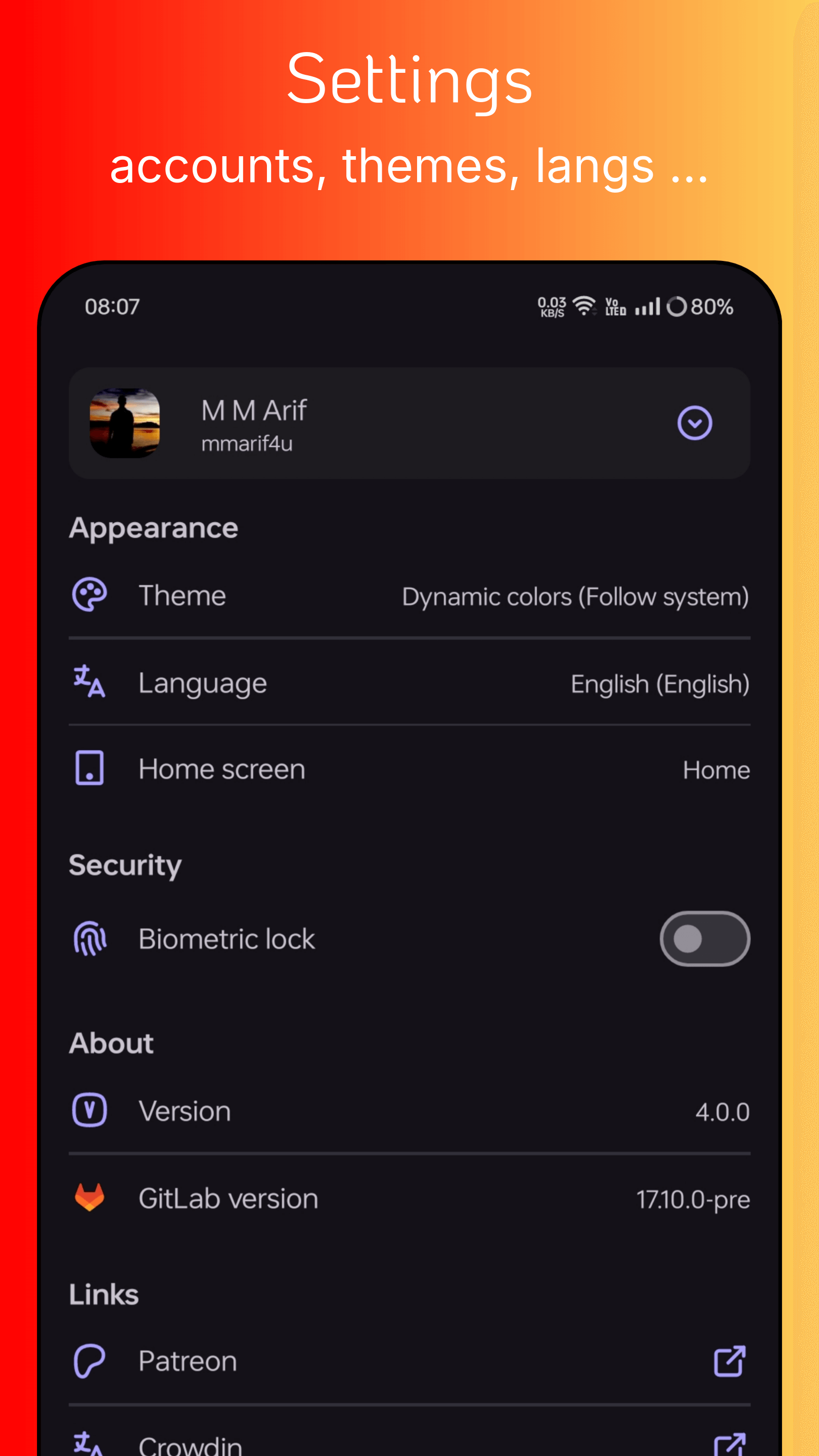 Mídia 2 de Labnex - Aplicativo nativo do Android para Gitlab
