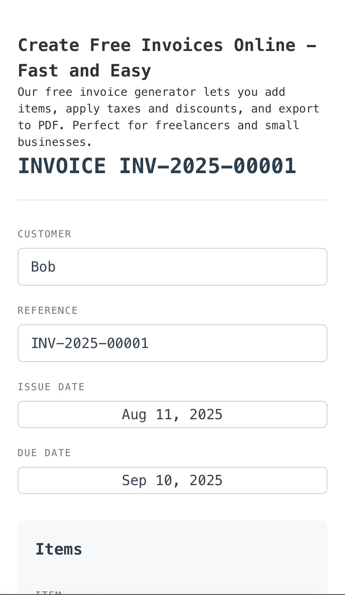 Free Invoice Generator gallery image