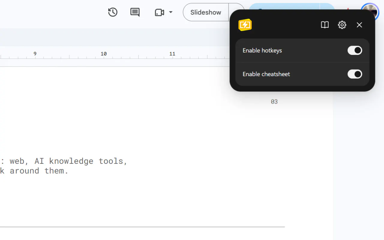 Google Slides Hotkeys gallery image