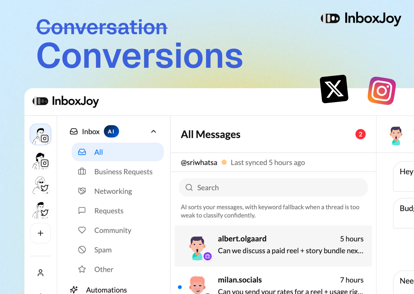 InboxJoy - Filter Noise from Social DMs screenshot 1