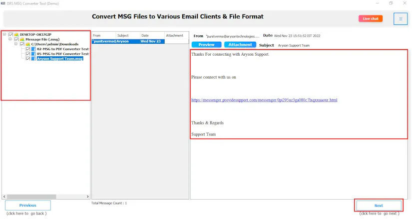 DRS Softech MSG Converter Tool gallery image