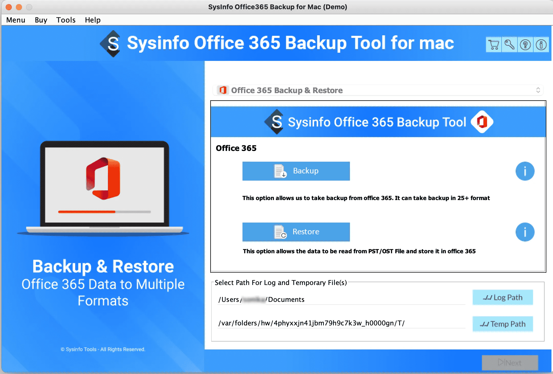 Sysinfo Office 365 أداة نسخ احتياطي لـ Mac media 1