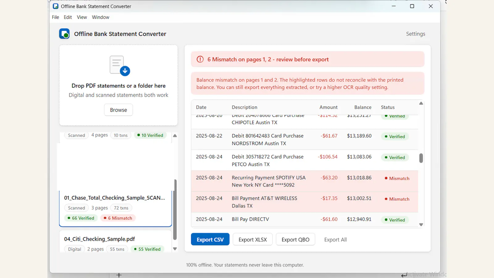 Offline Bank Statement Converter screenshot 3