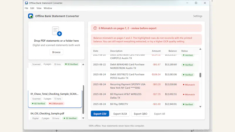 Offline Bank Statement Converter screenshot 3