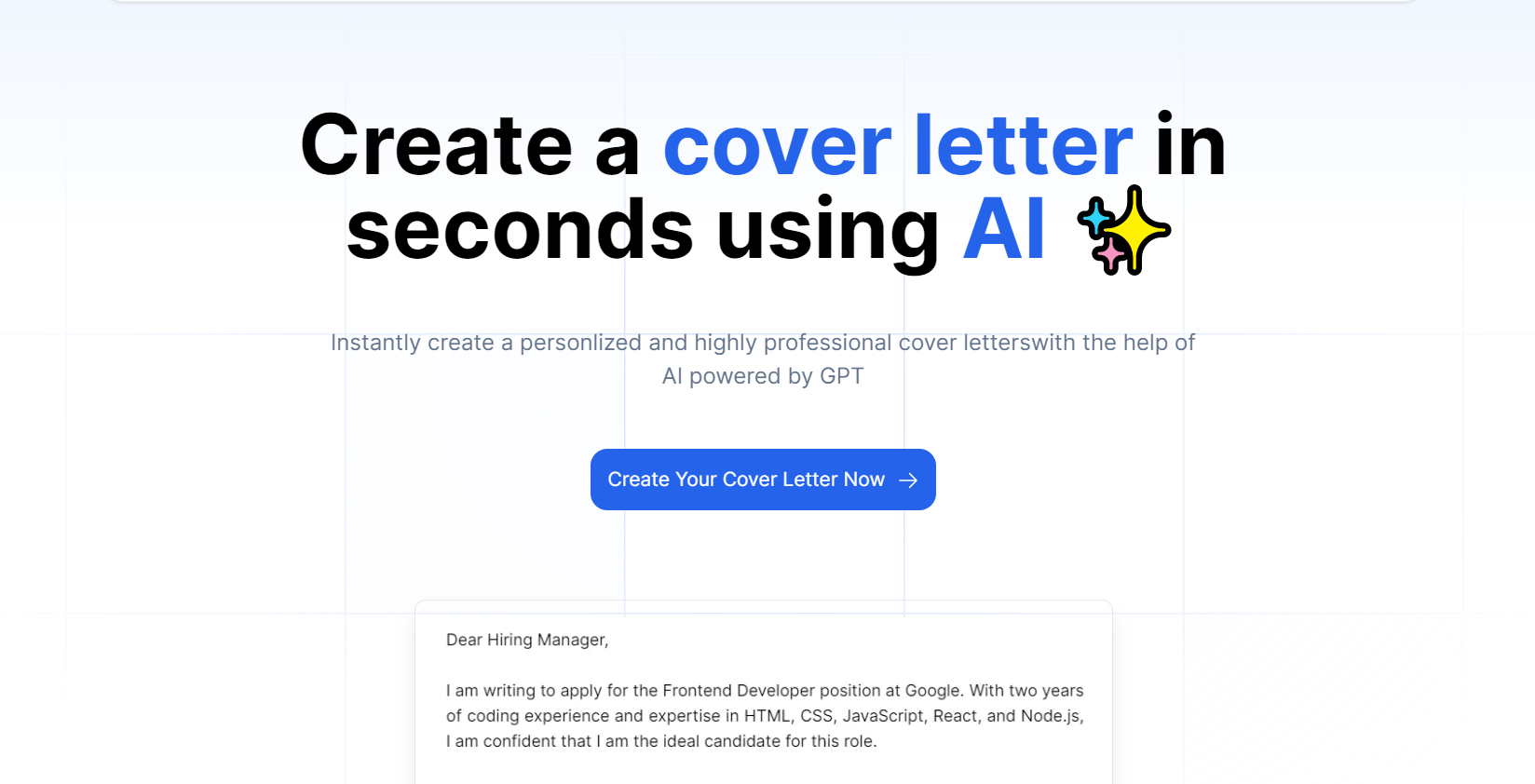 Mídia 1 de Gerador de carta de apresentação da IA - Crie uma carta de apresentação em segundos usando ai