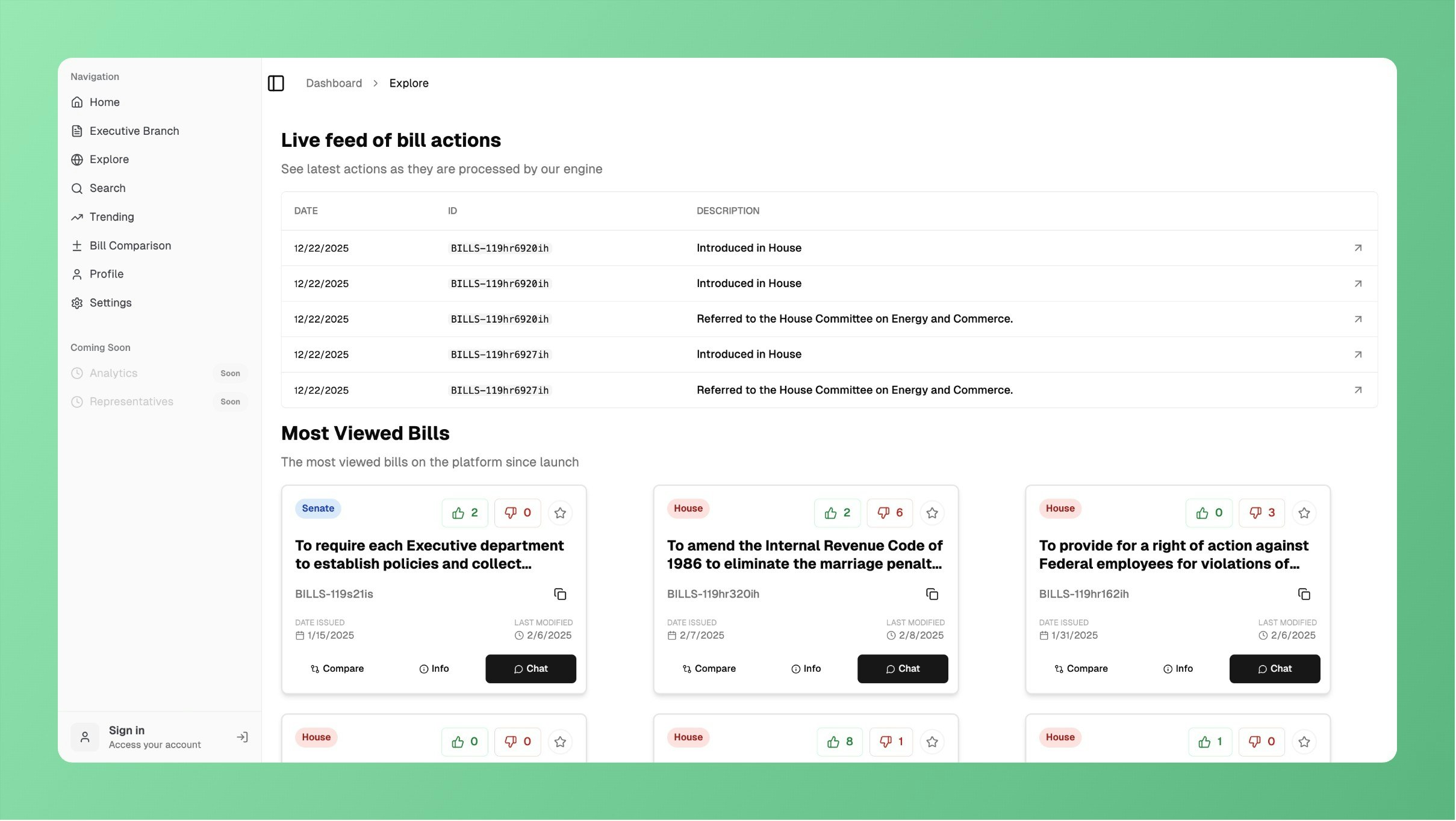 Bill Tracks - Screenshot 2 showing product features and functionality