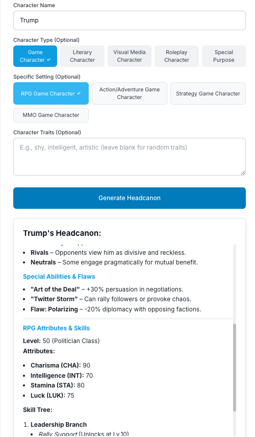 Character Headcanon Generator gallery image