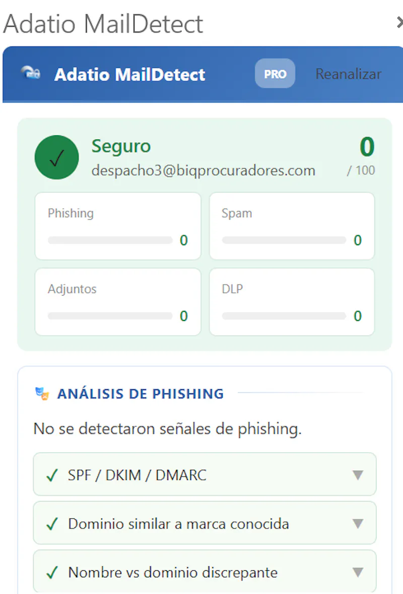 Adatio MailDetect screenshot 2