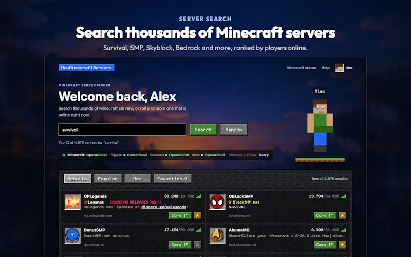 NewMinecraftServers screenshot 3
