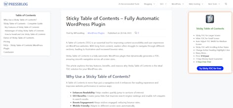 Sticky Table of Contents gallery image