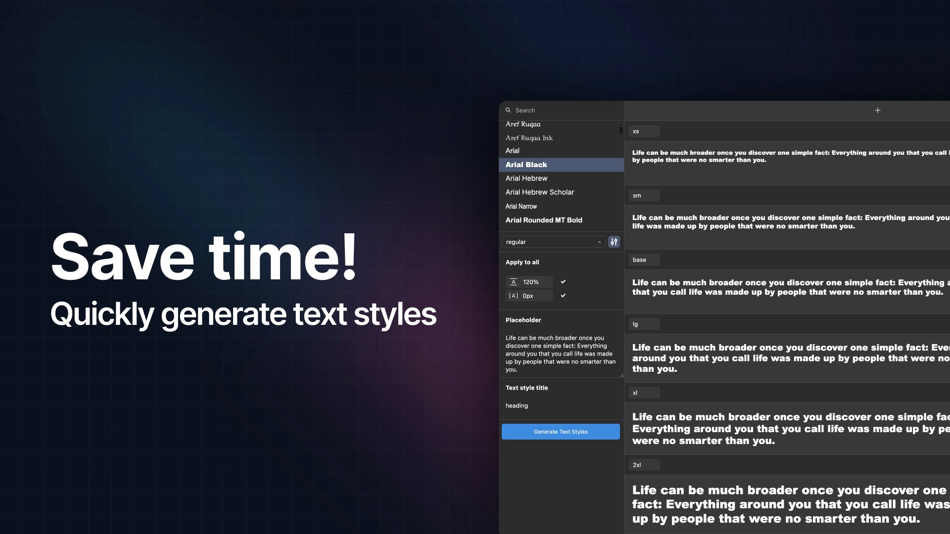 Tailwind CSS Font Size Generator media 2