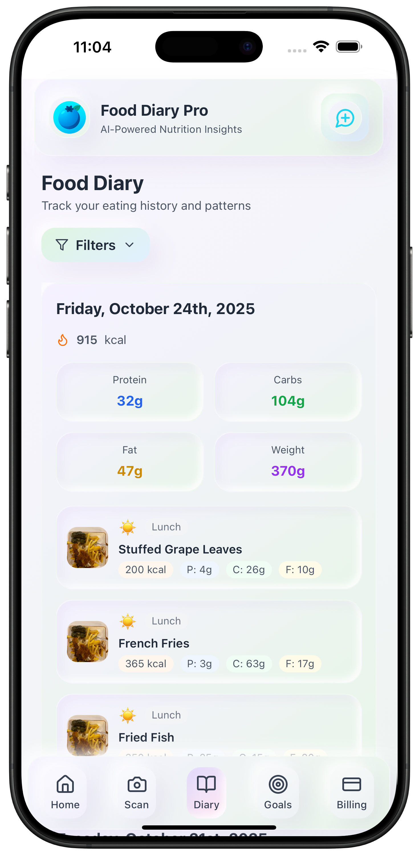 Food Diary Pro - Screenshot 5 showing product features and functionality