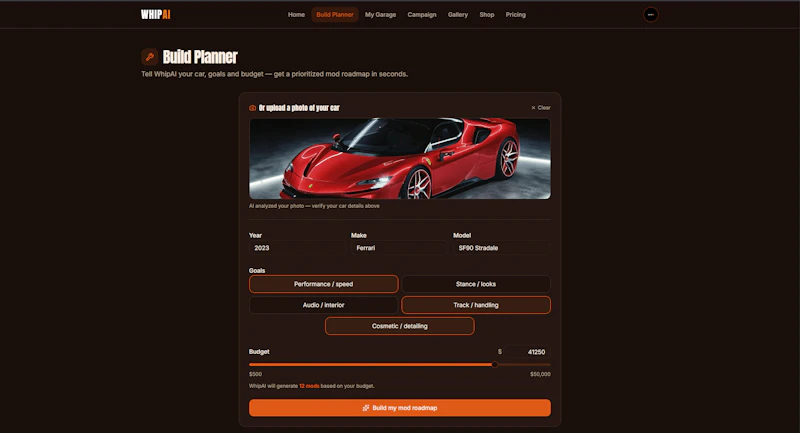 WhipAI - AI Car Mod Planner screenshot 3