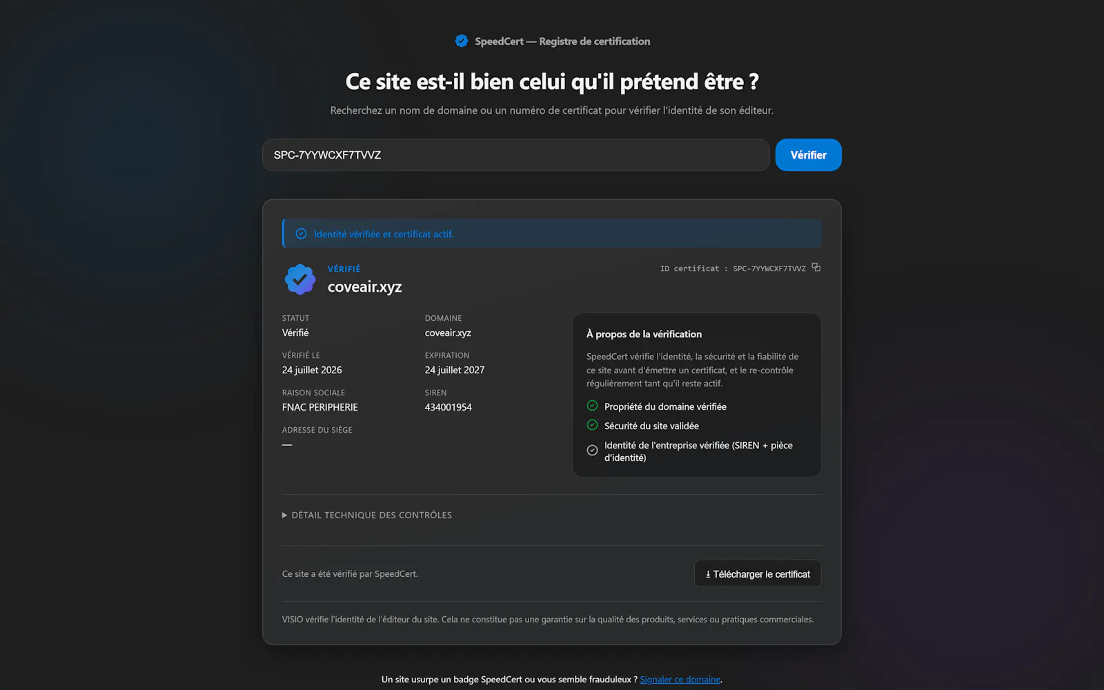 SpeedCert screenshot 2