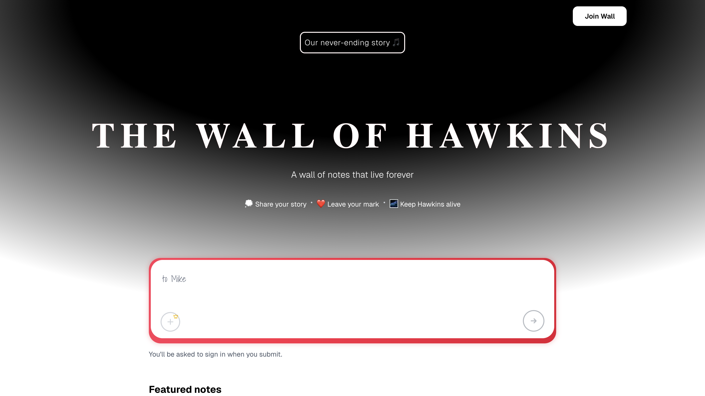 The Wall of Hawkins - Main screenshot showing features and interface