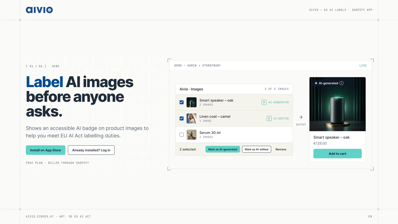 Aivio – EU AI Labels Shopify  screenshot 2