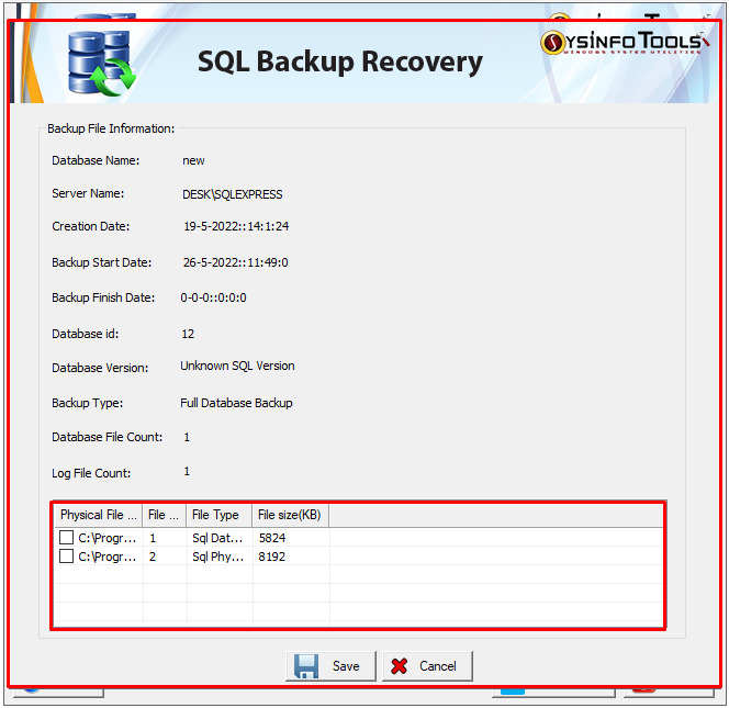 SYSINFO SQL Backup Recovery Tool - Reparieren Sie beschädigte SQL -Sicherungsdatei mit SQL Backup Recovery Tool Medien 4