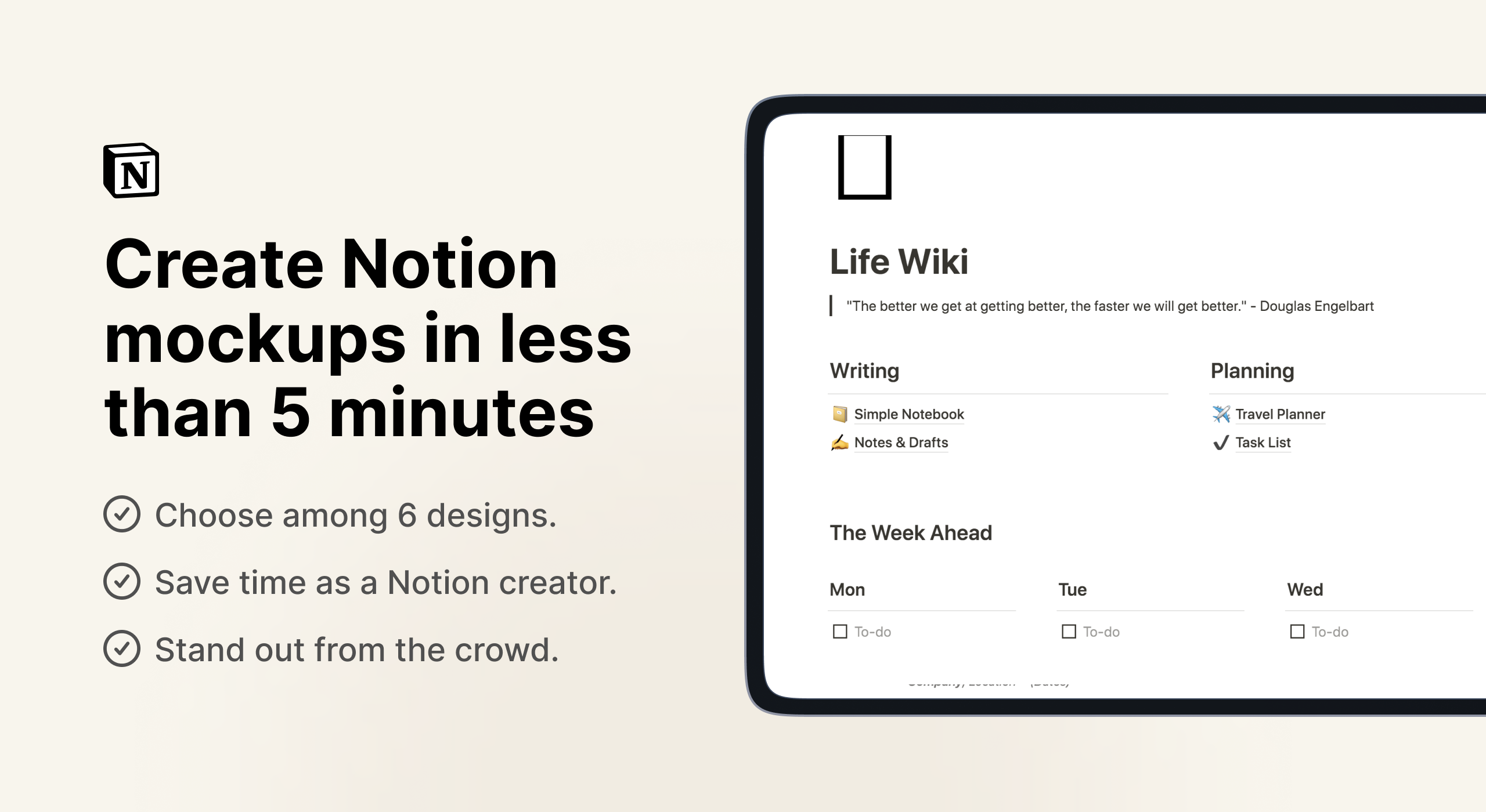 Minimalist Notion Template Mockups gallery image