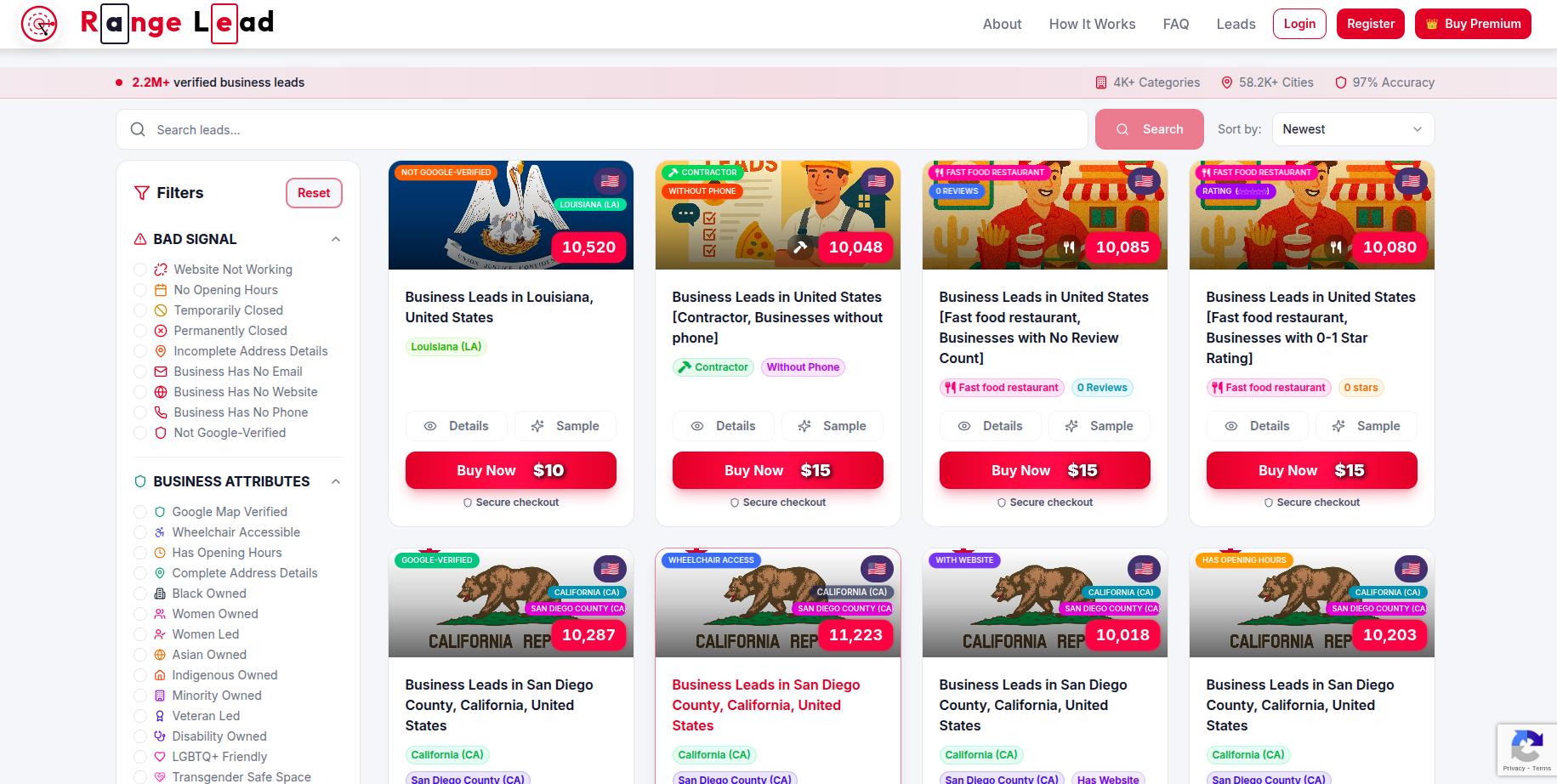 RangeLead - Screenshot 4 showing product features and functionality