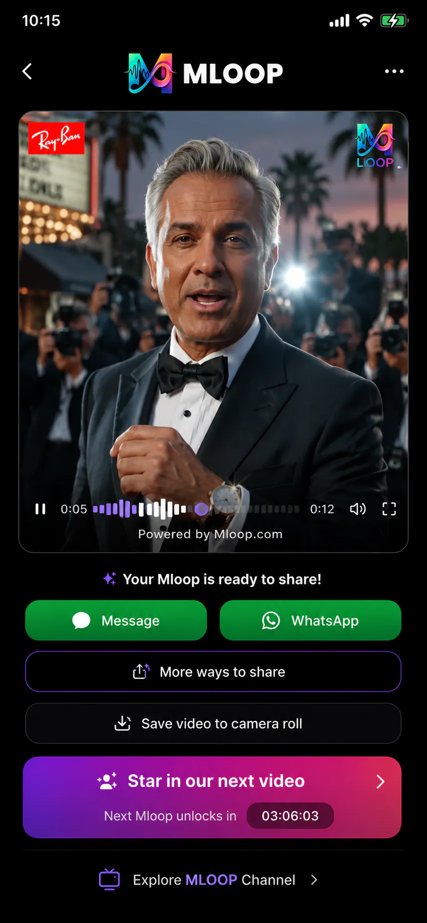 Mloop: a live selfie = cinematic video gallery image