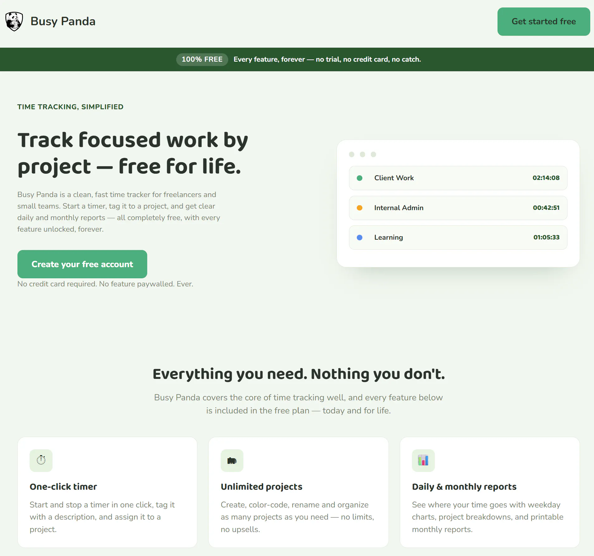 Busy Panda - Forever Free Time Tracking gallery image