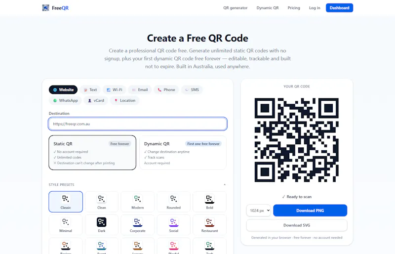 FreeQR screenshot 2