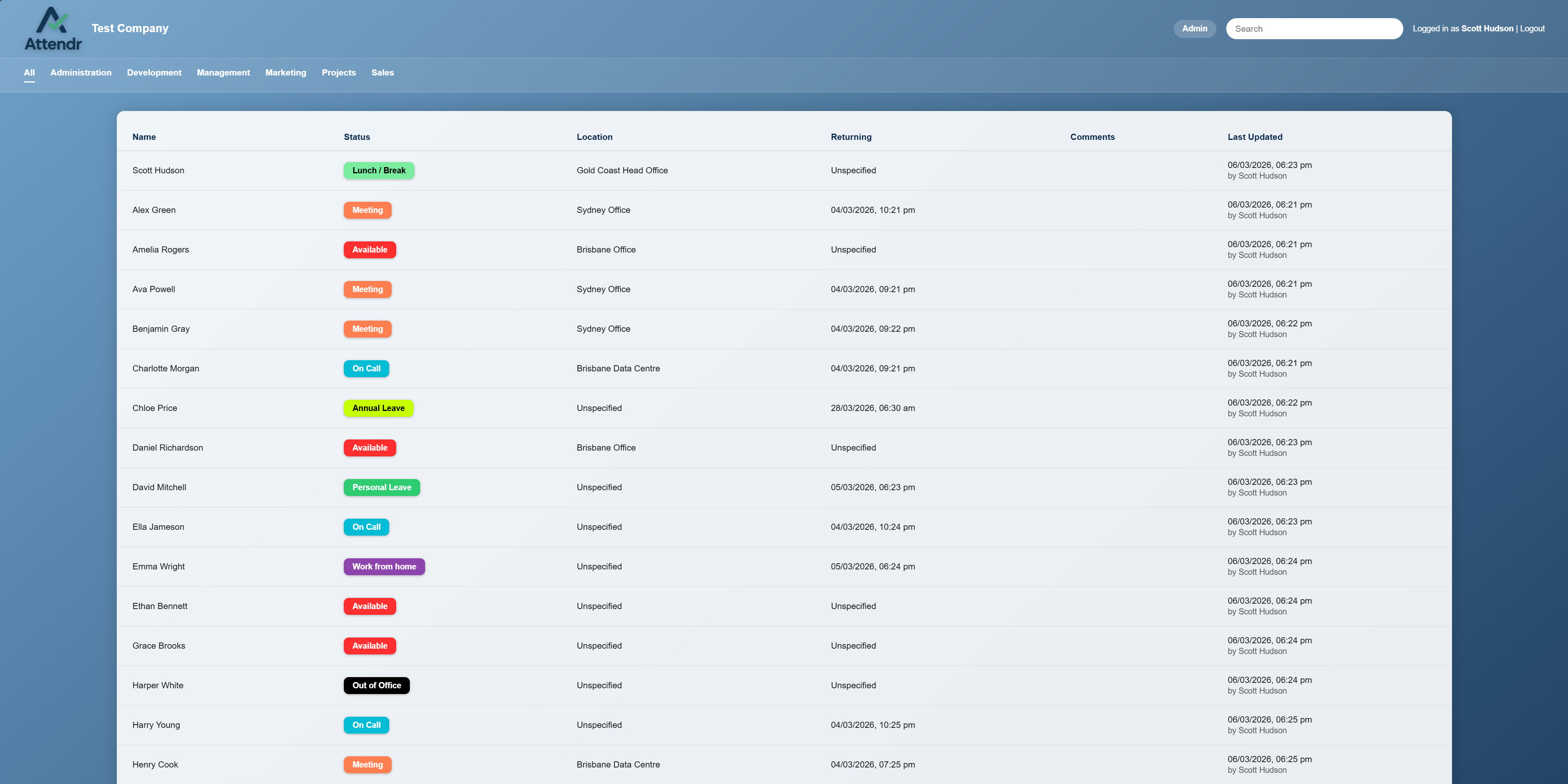 Attendr - Main product screenshot demonstrating key features and user interface