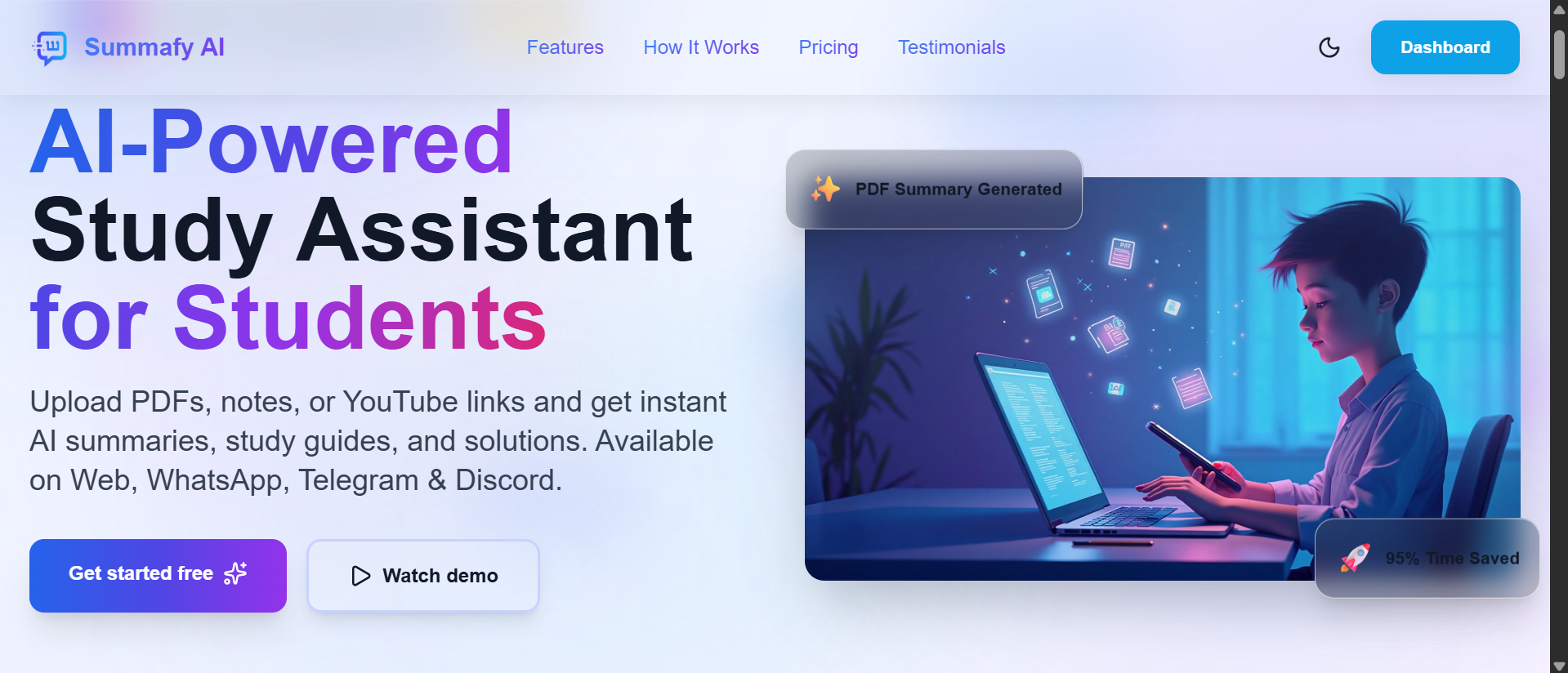 Summafy.io - Screenshot 2 showing product features and functionality