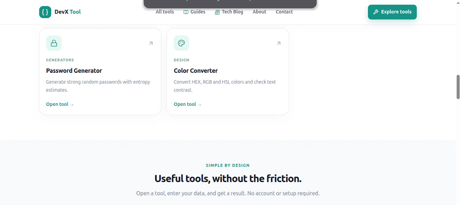 DevX Tool — Free Online Developer Suite screenshot 1