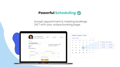 An illustration demonstrating the convenience of CatchApp Bookings with a client booking an appointment on a mobile device.