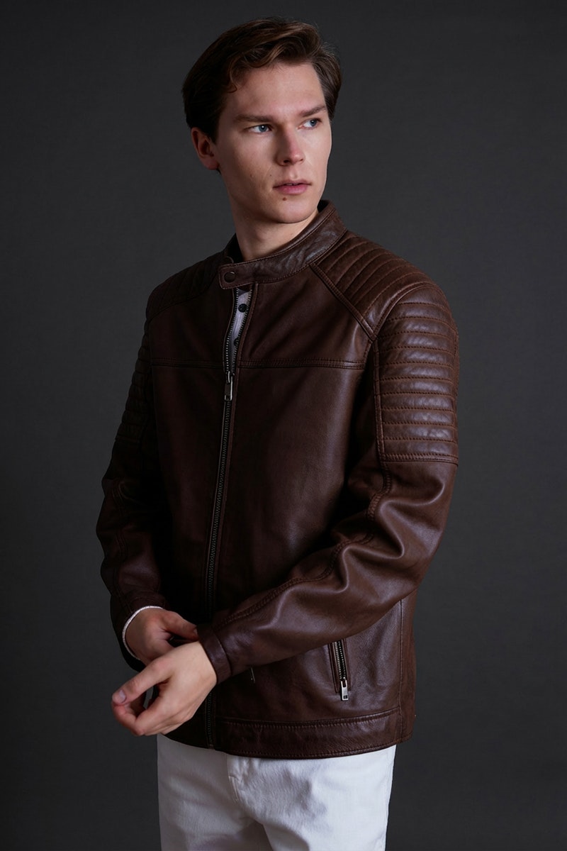 Mens Black Premium Leather Jacket gallery image