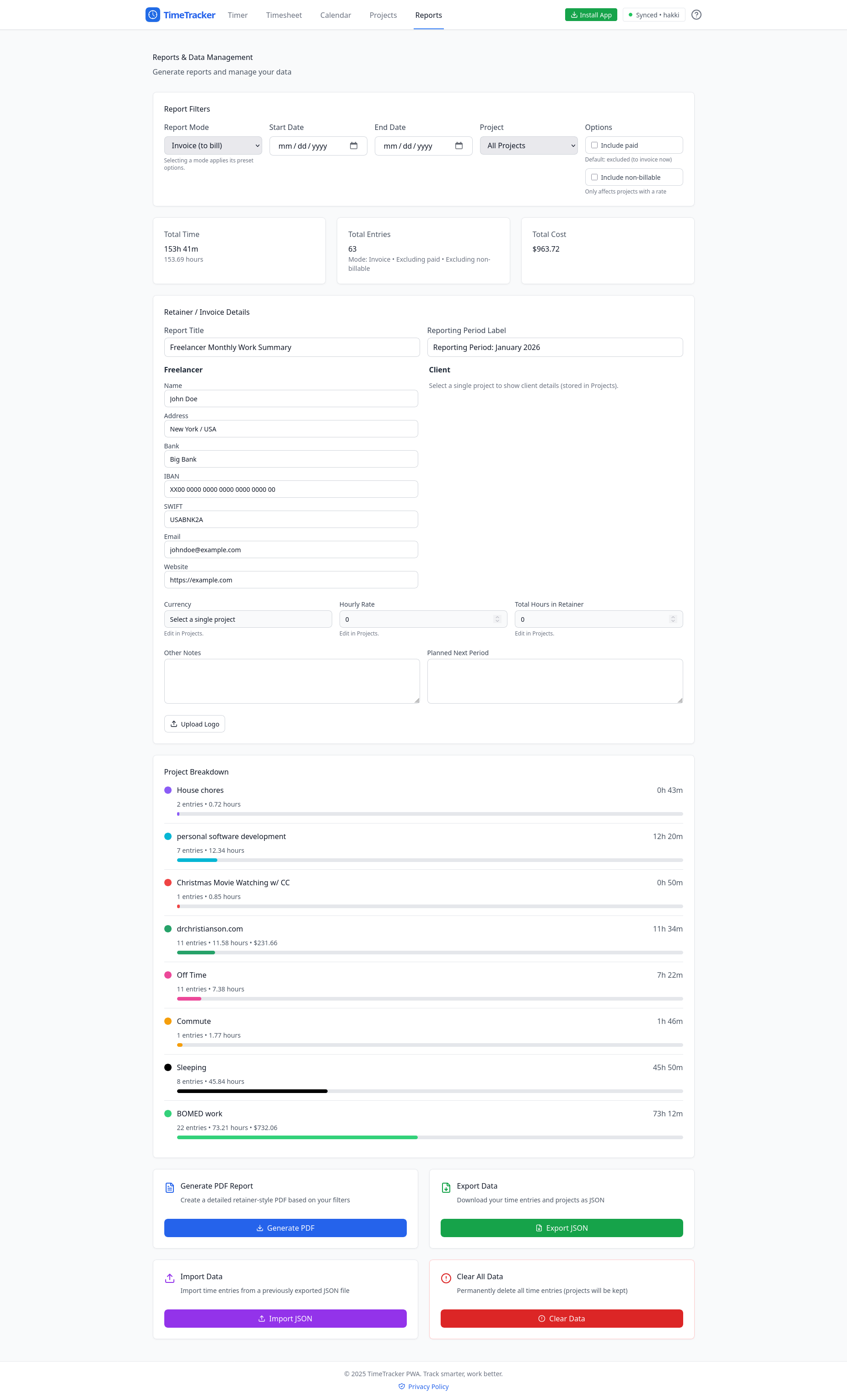 TimeTracker - Screenshot 5 showing product features and functionality