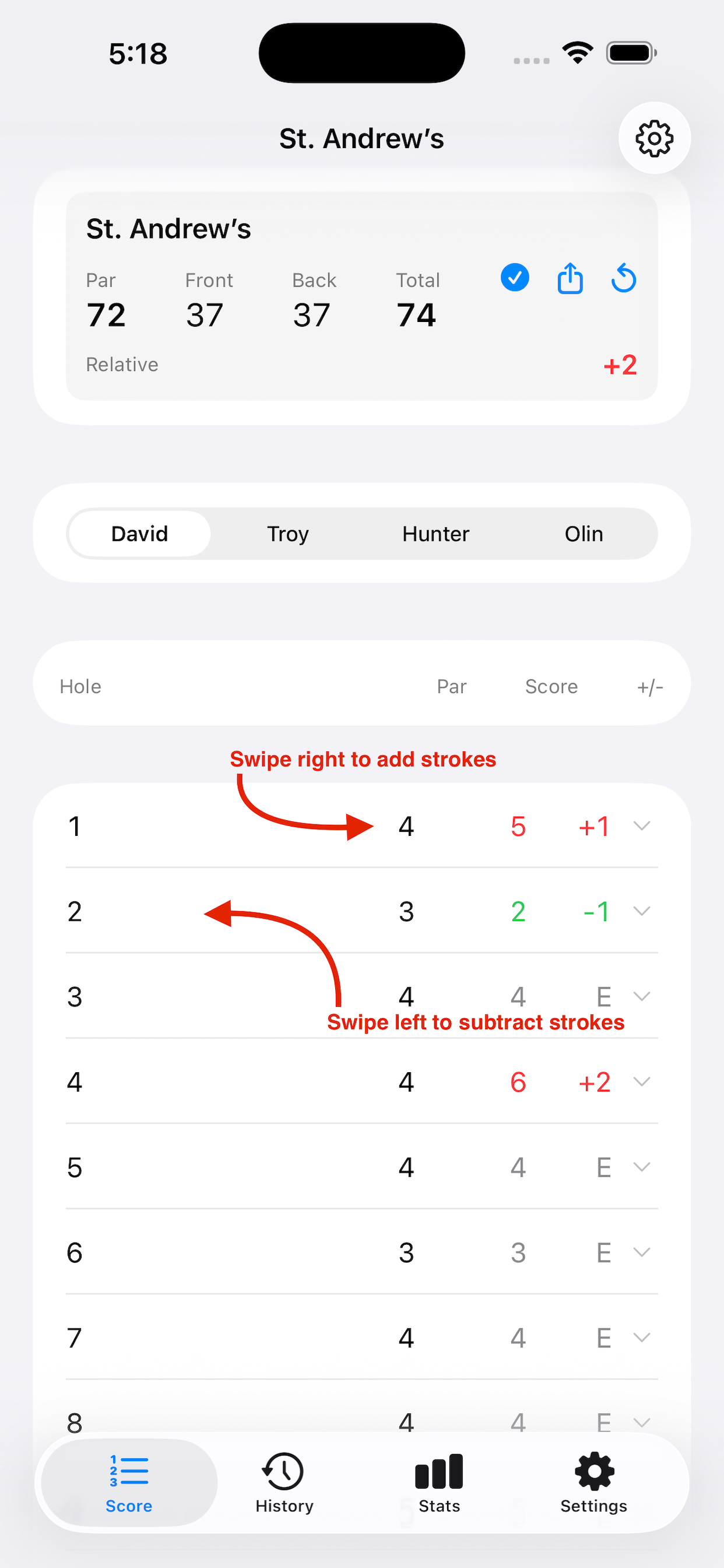 SwipeScore gallery image