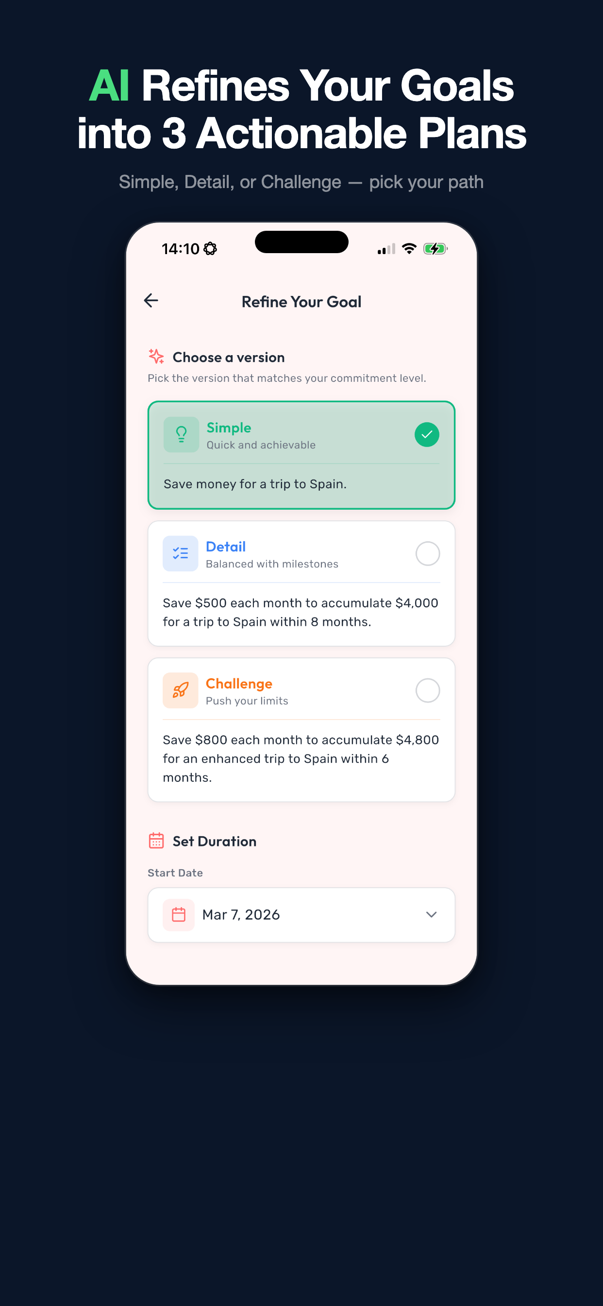 Share My Goal - Screenshot 2 showing product features and functionality