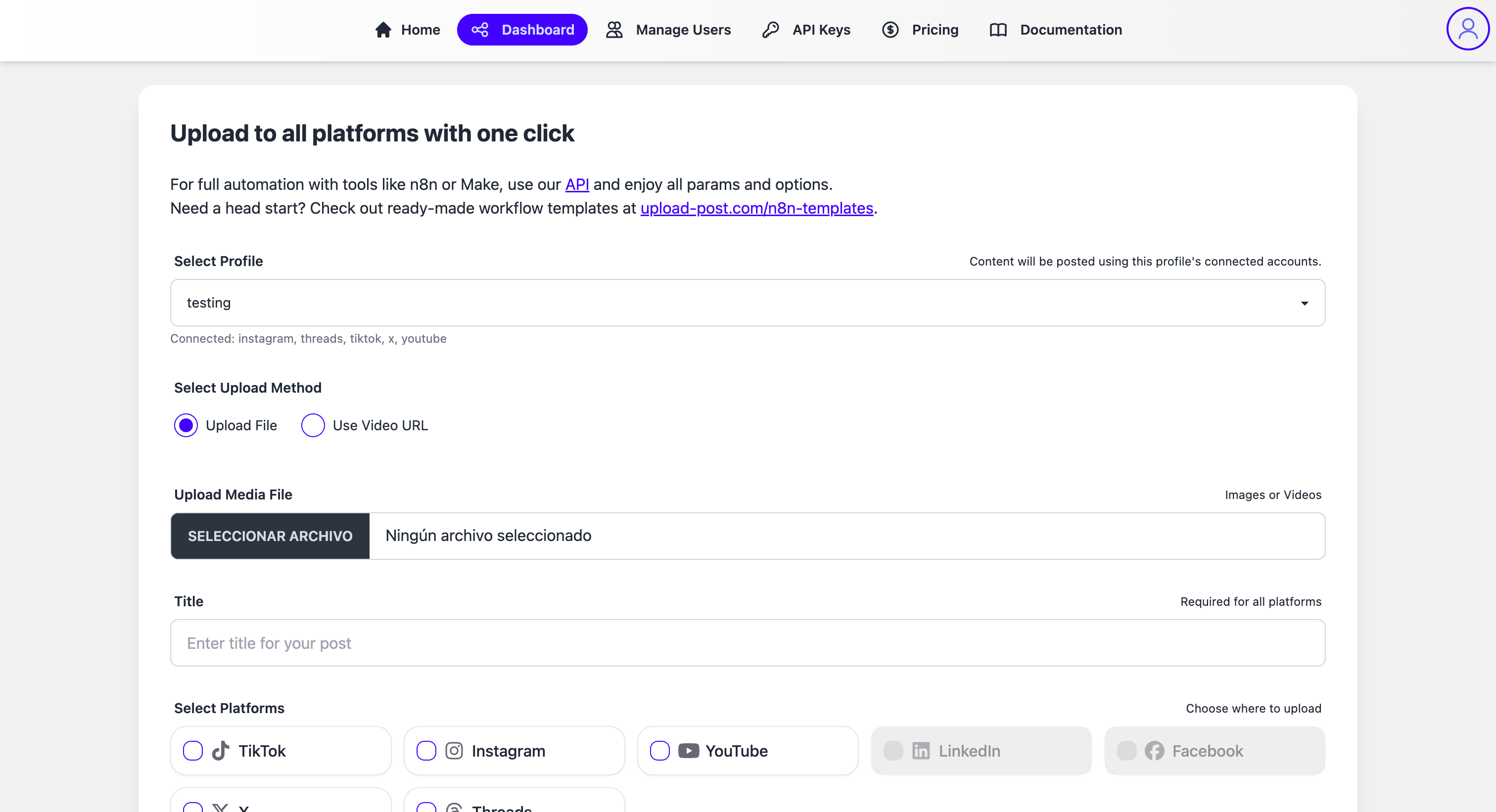Upload-Post - Your API for Tiktok, Instagram, Facebook & more media 3