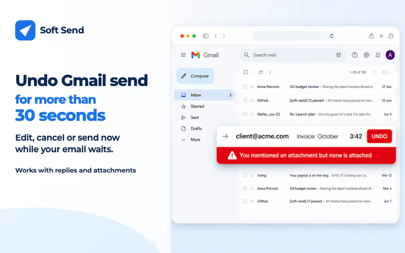 Soft Send: Delay & Undo Send for Gmail screenshot 2