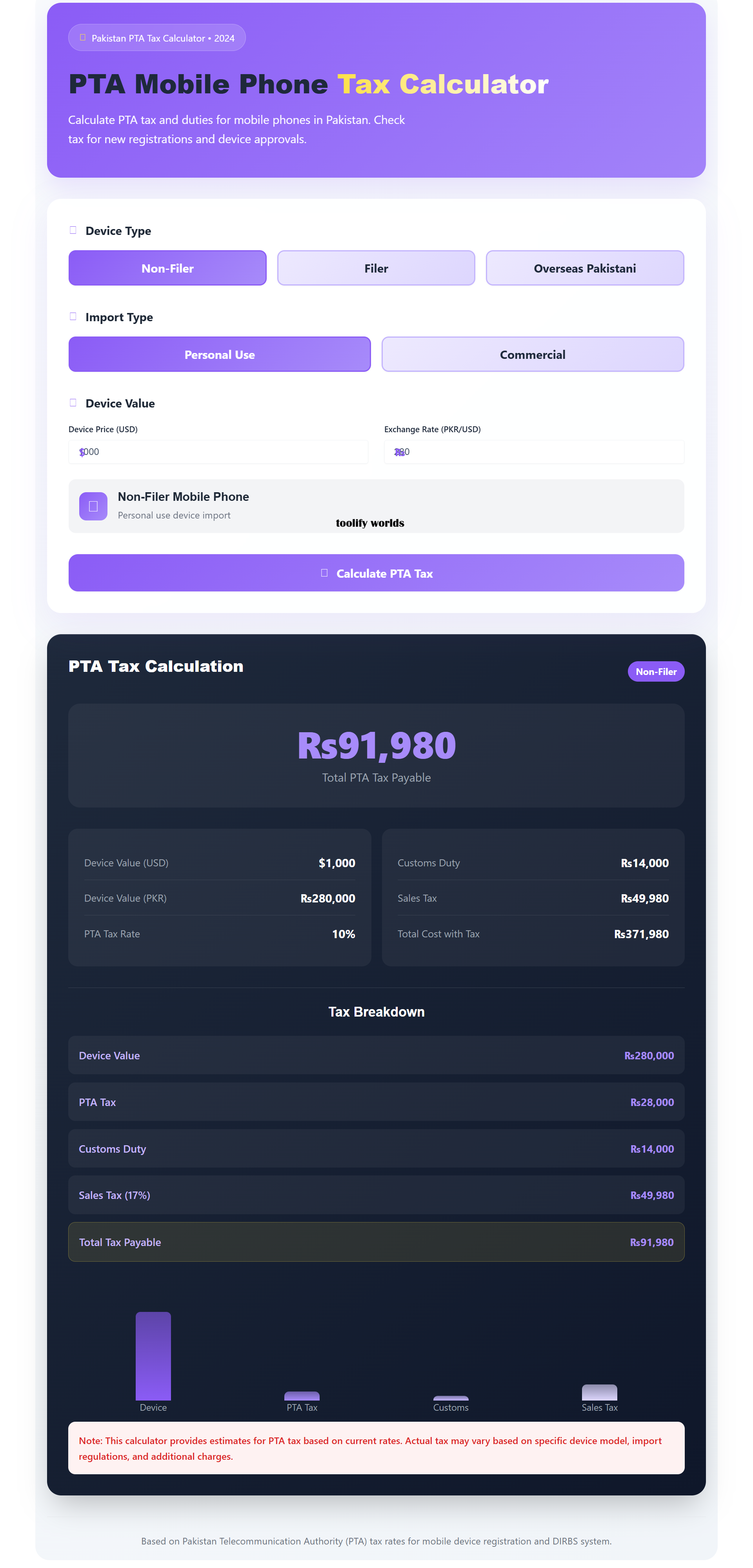 PTA Tax Calculator | free Tax Calculator gallery image