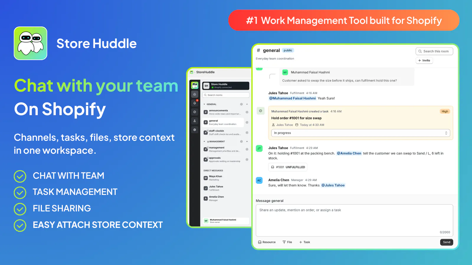Store Huddle: Team Chat for Shopify screenshot 1