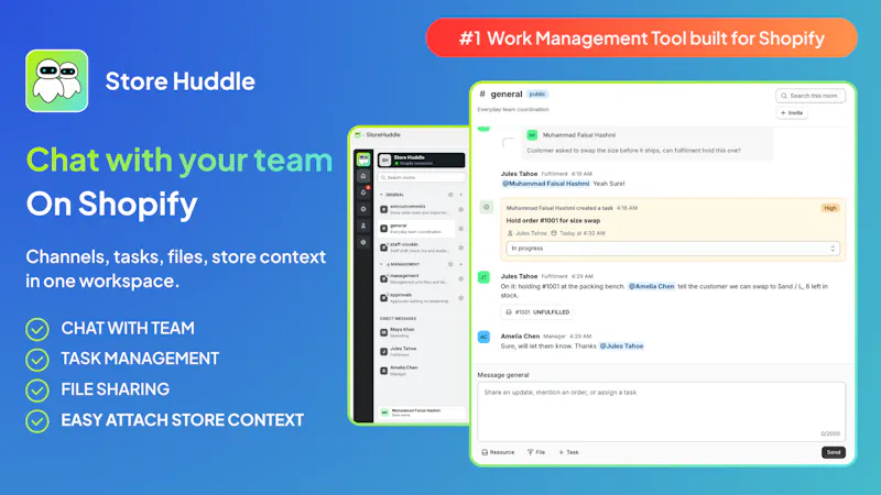 Store Huddle: Team Chat for Shopify screenshot 1