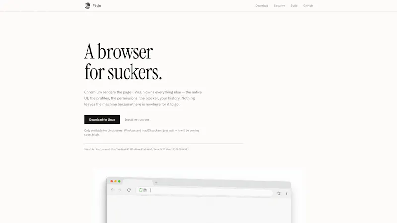 Virgin Browser screenshot 1