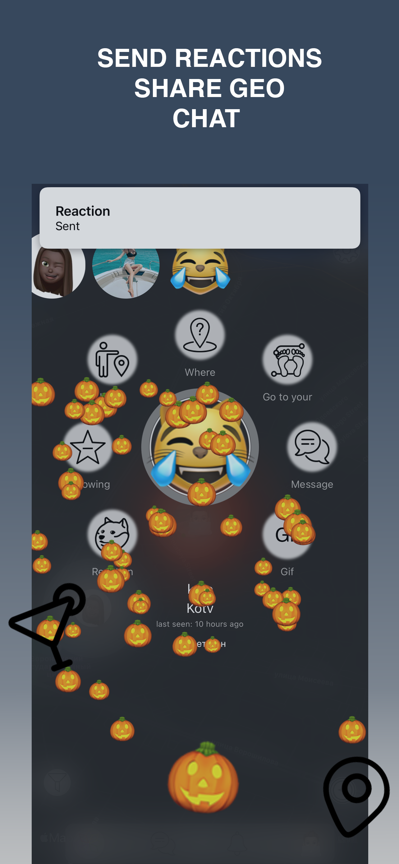 Poll option send reactions and geo image