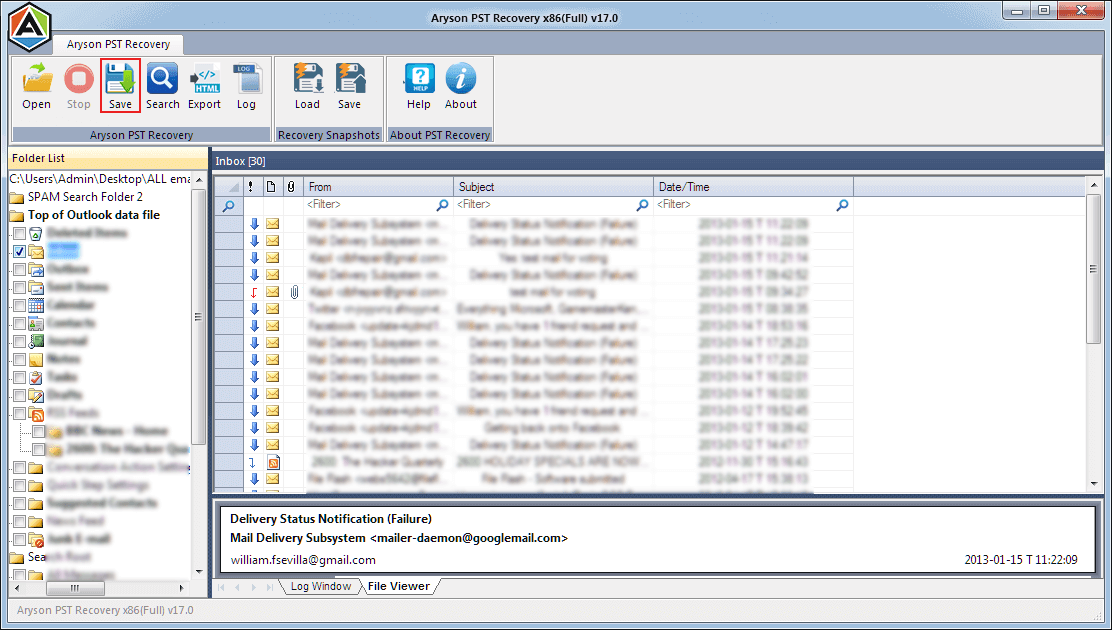 PST回復 - MS Outlook PST Fをさまざまなファイル形式に復元するツール。メディア4