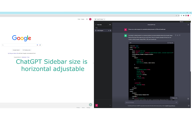 ChatGPT Sidebar gallery image