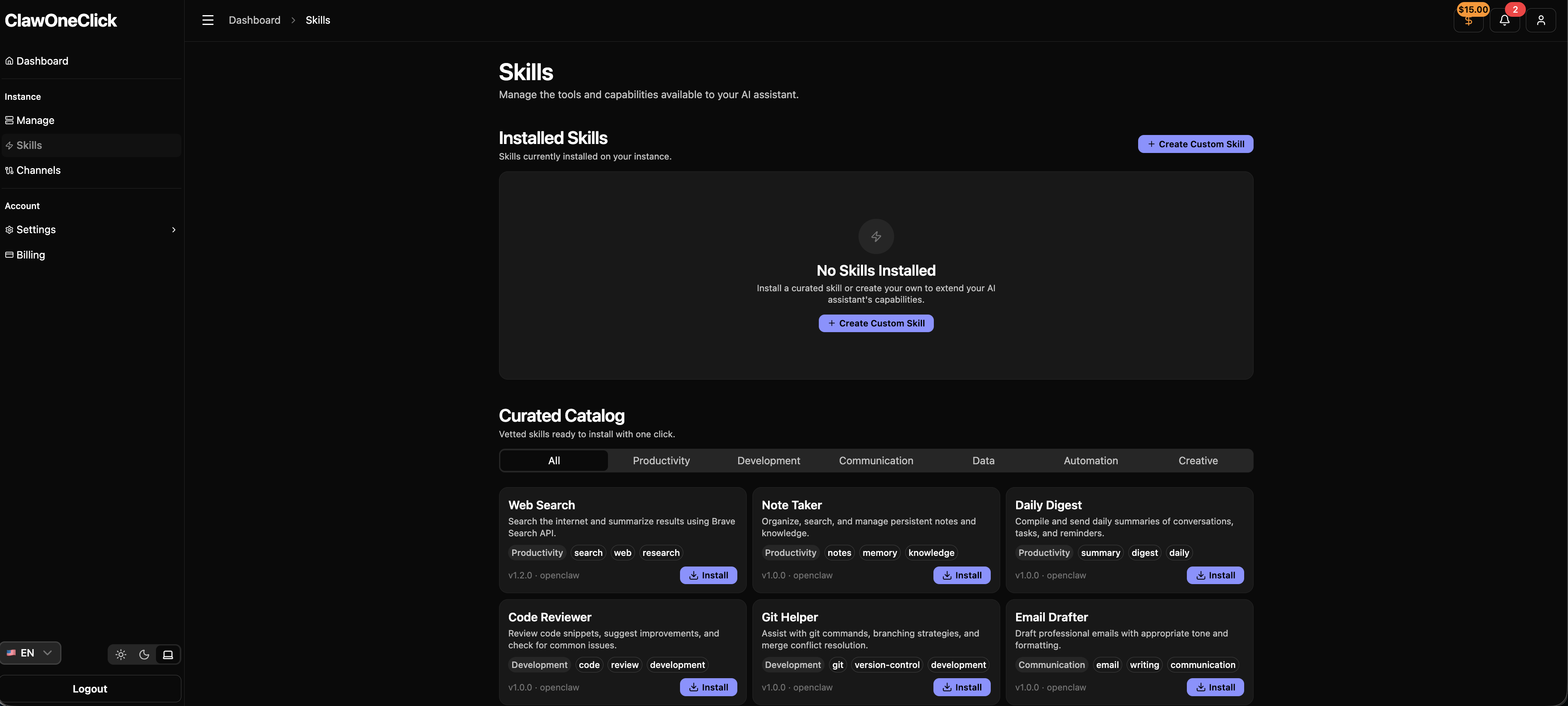 ClawOneClick - Screenshot 4 showing product features and functionality