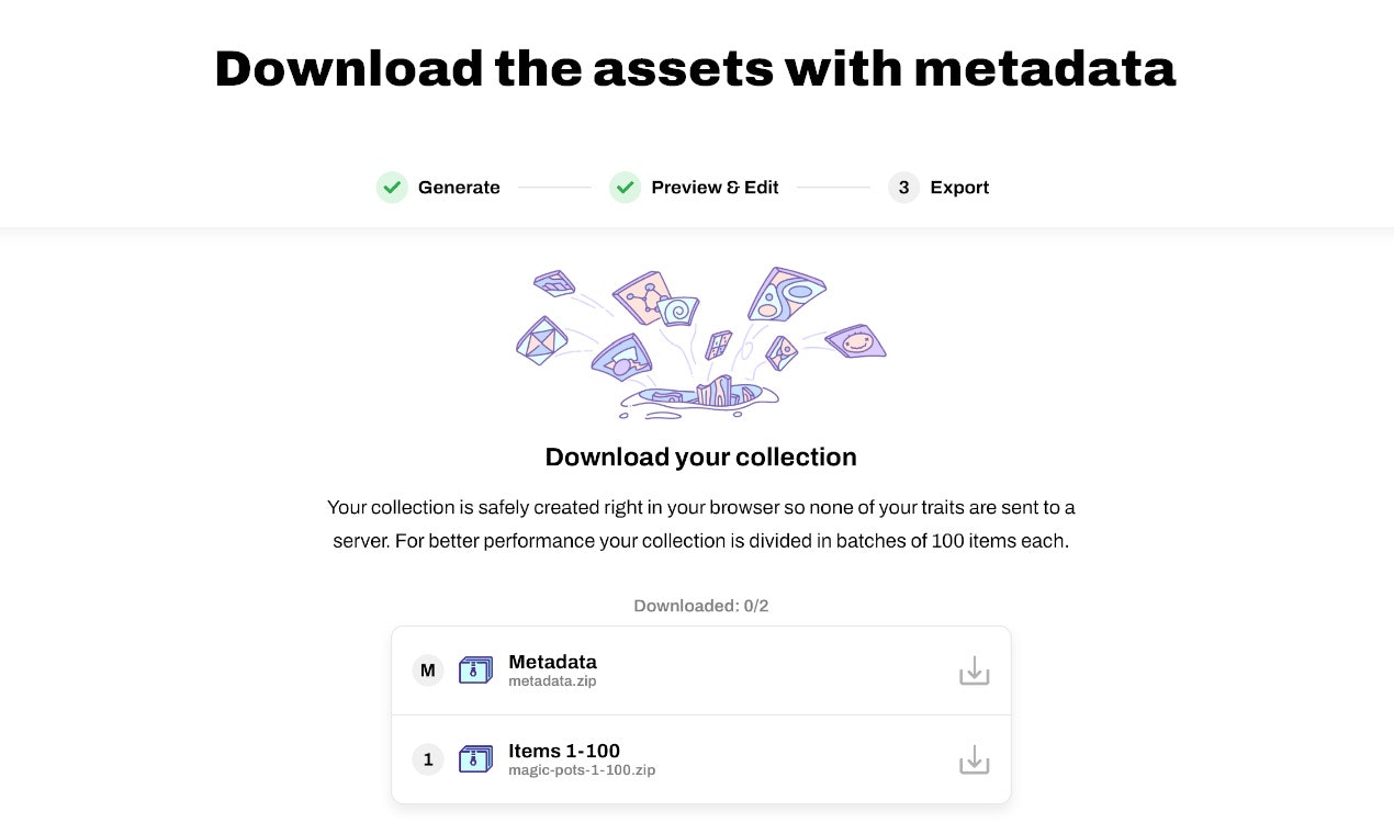 Exportación NFT - Generar, obtener una vista previa y editar 10k NFT en minutos de forma gratuita media 4