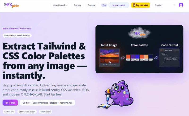 HexPickr - Main product screenshot demonstrating key features and user interface
