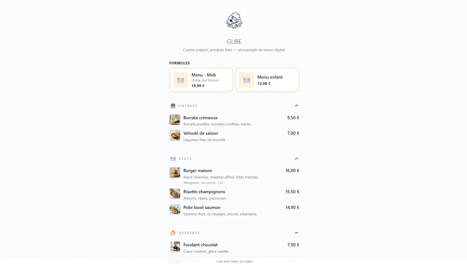 Menu en Ligne screenshot 2