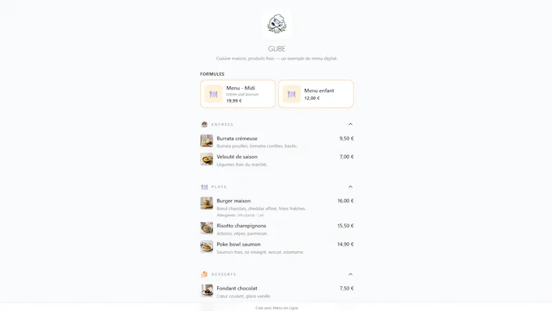 Menu en Ligne screenshot 2
