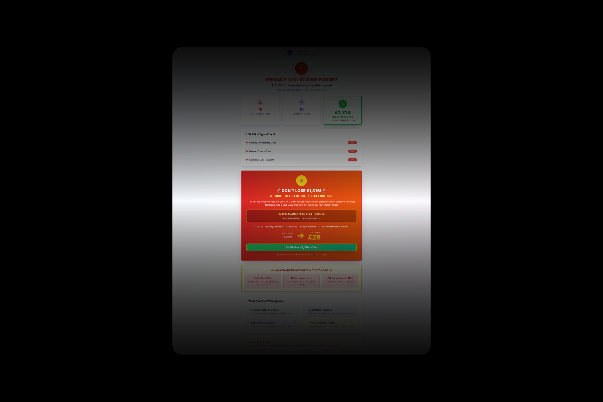 Média Privacto - outil d'audit de confidentialité Gmail - Audit GMail GDPR - Trouver des violations, une indemnité de réclamation 2